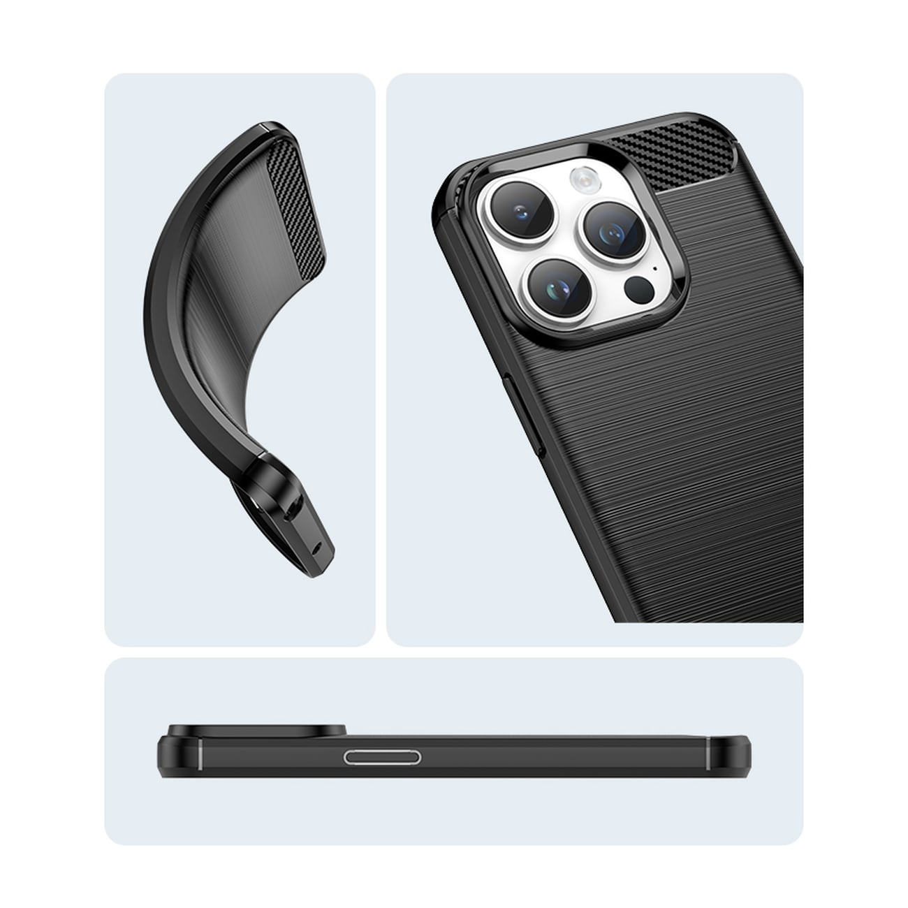 Carbon Case för iPhone 14 Pro Max flexibelt gel-bakstycke blå