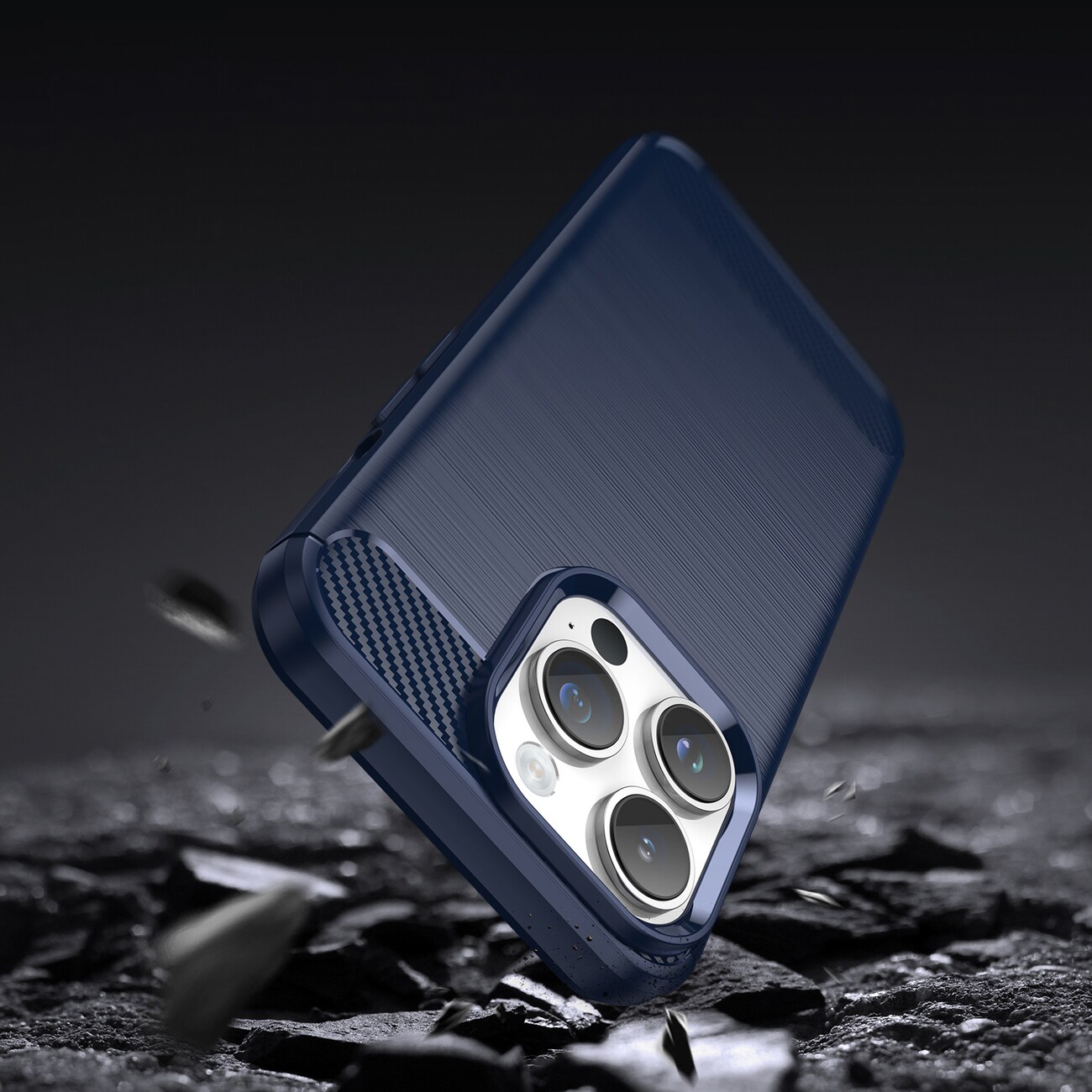 Carbon Case för iPhone 14 Pro Max flexibelt gel-bakstycke blå