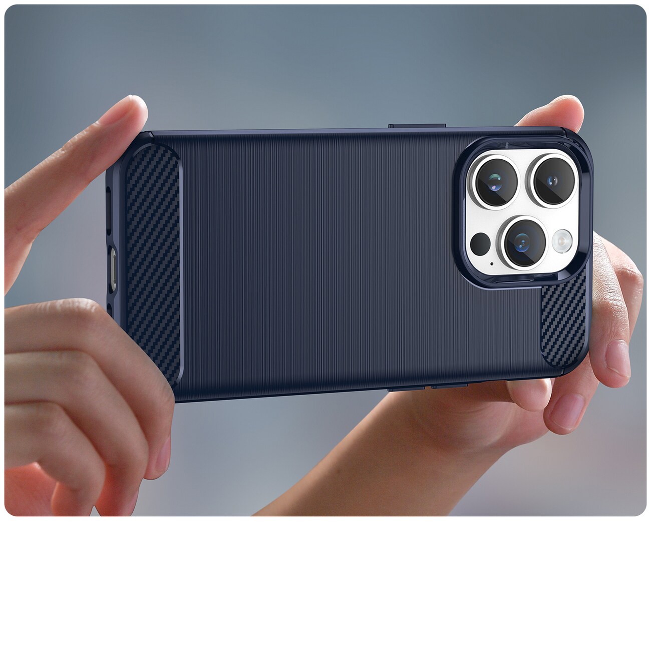 Carbon Case för iPhone 14 Pro Max flexibelt gel-bakstycke blå