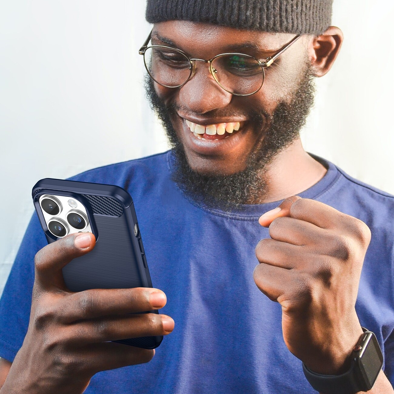 Carbon Case för iPhone 14 Pro Max flexibelt gel-bakstycke blå