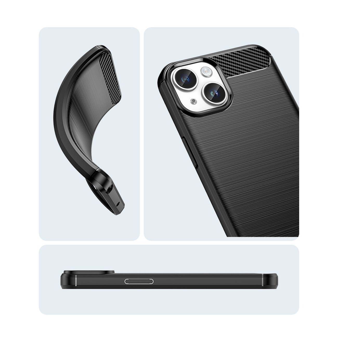 Carbon Case för iPhone 14 Plus flexibelt gel-bakstycke svart