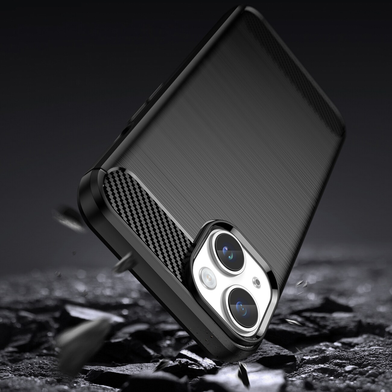 Carbon Case för iPhone 14 Plus flexibelt gel-bakstycke svart