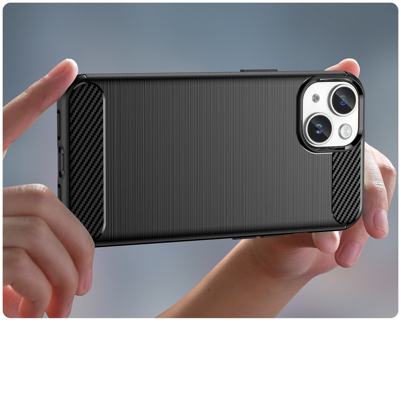 Carbon Case för iPhone 14 Plus flexibelt gel-bakstycke svart