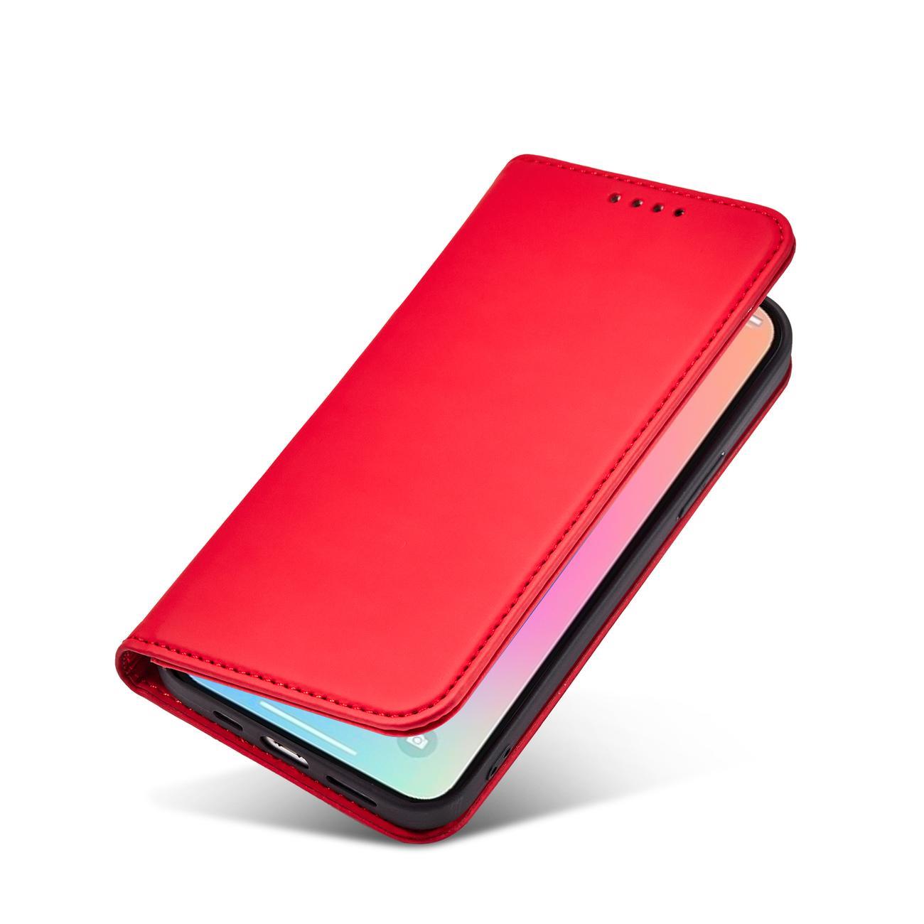 Magnet Kortfodral fodral för iPhone 14 Plus flip cover plånbok stativ röd