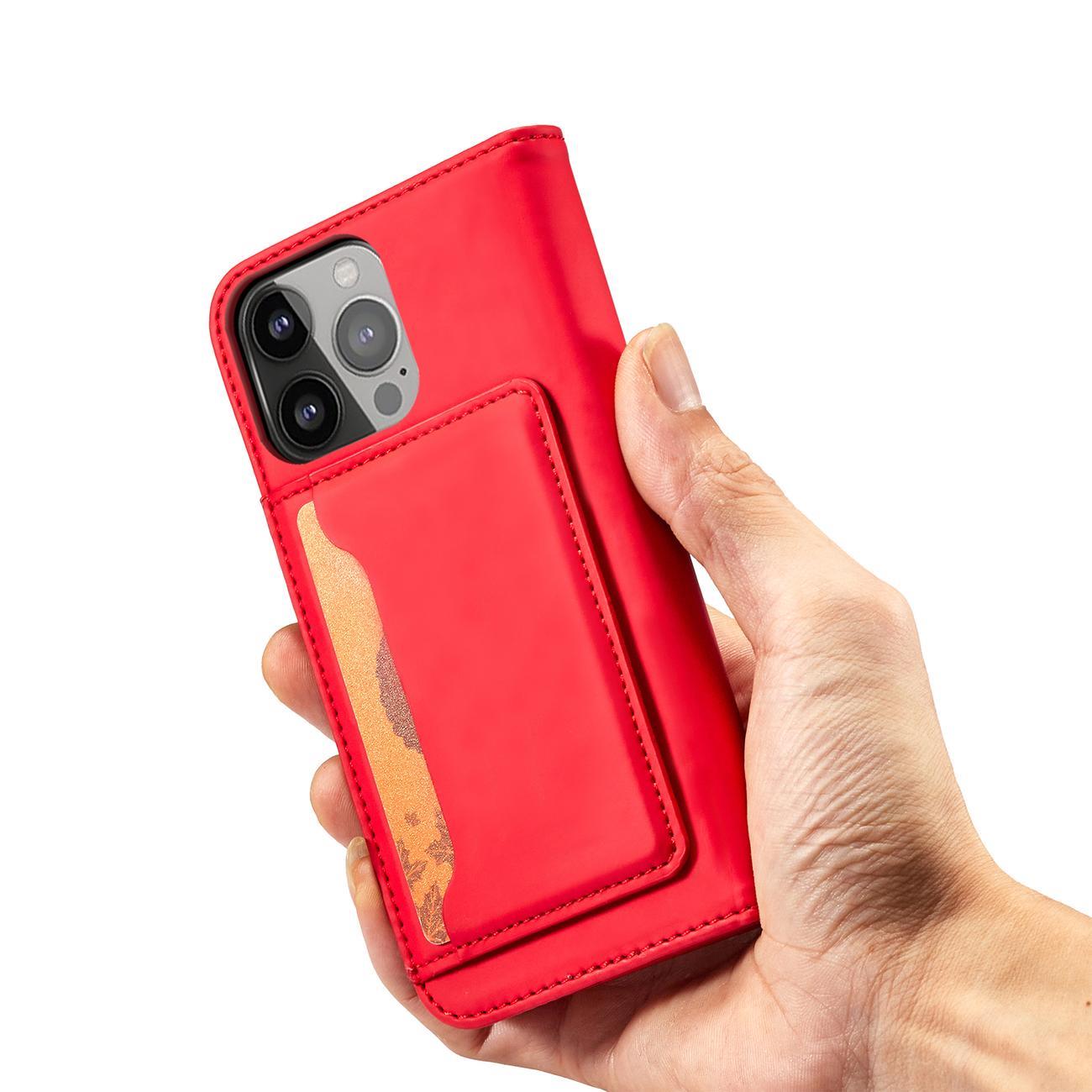 Magnet Kortfodral fodral för iPhone 14 Plus flip cover plånbok stativ röd