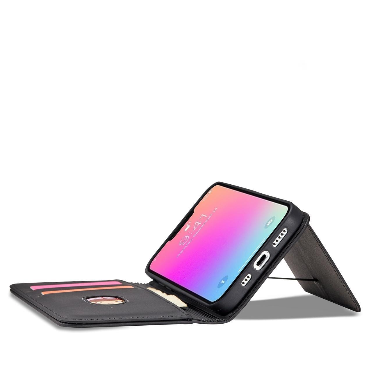 Magnet Kortfodral fodral för iPhone 14 Pro flip cover plånbok stativ svart