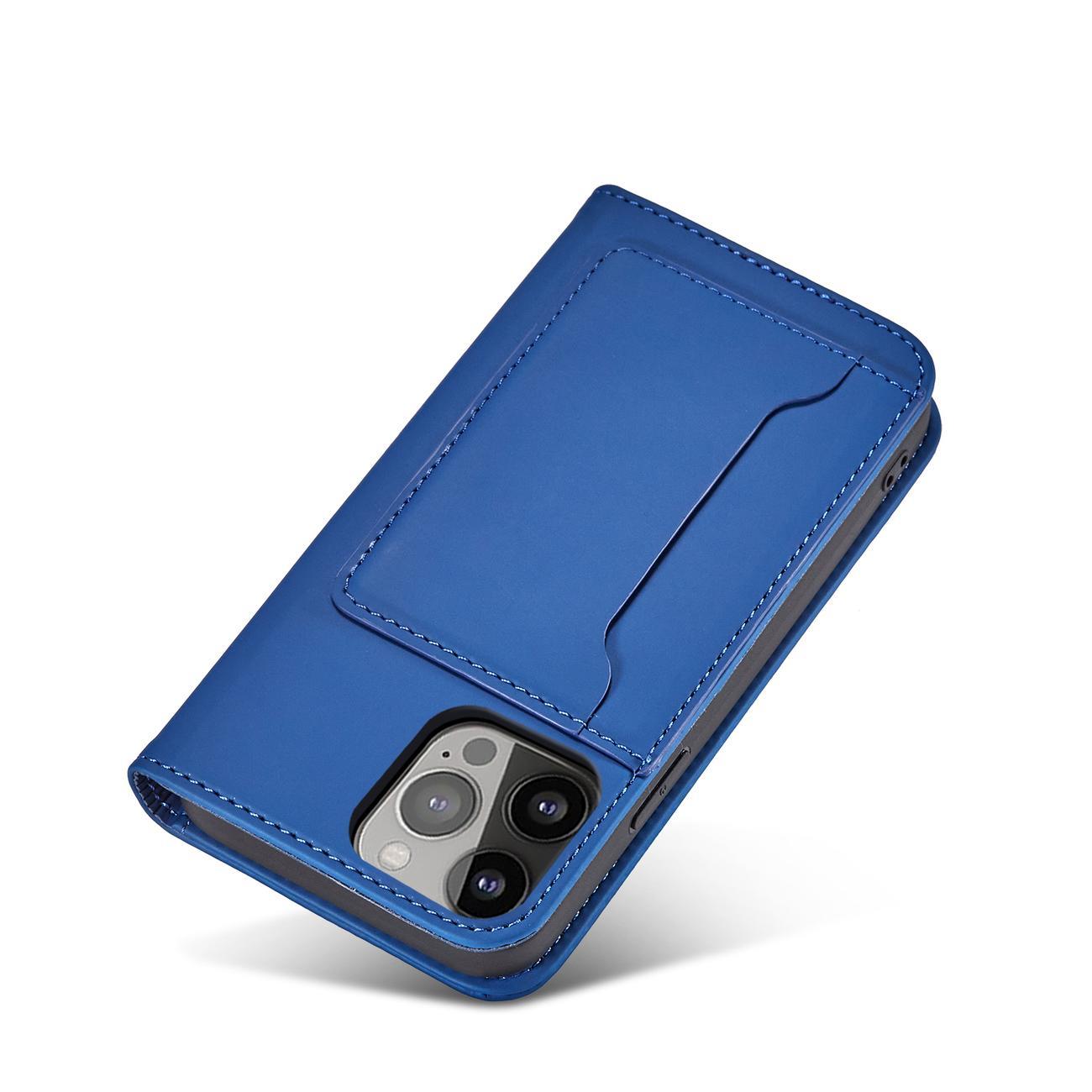 Magnet Kortfodral fodral för iPhone 14 Pro flip cover plånbok stativ blå