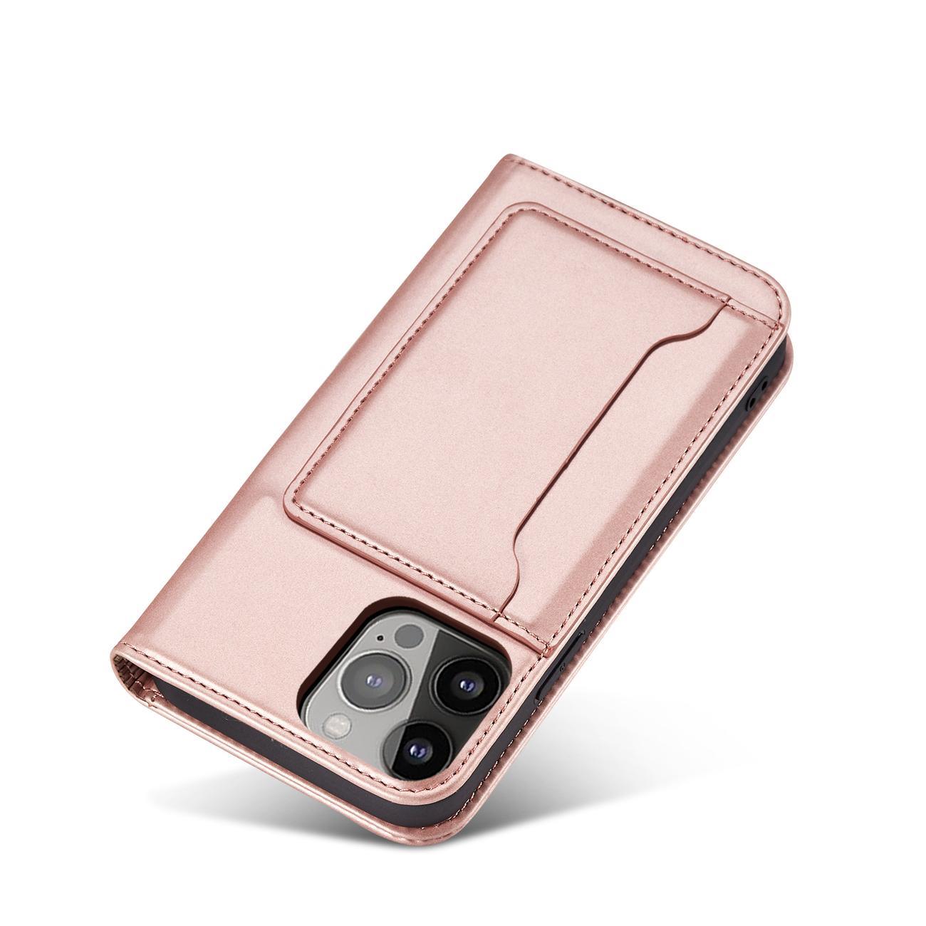 Magnet Kortfodral fodral för iPhone 14 Pro flip cover plånbok stativ rosa