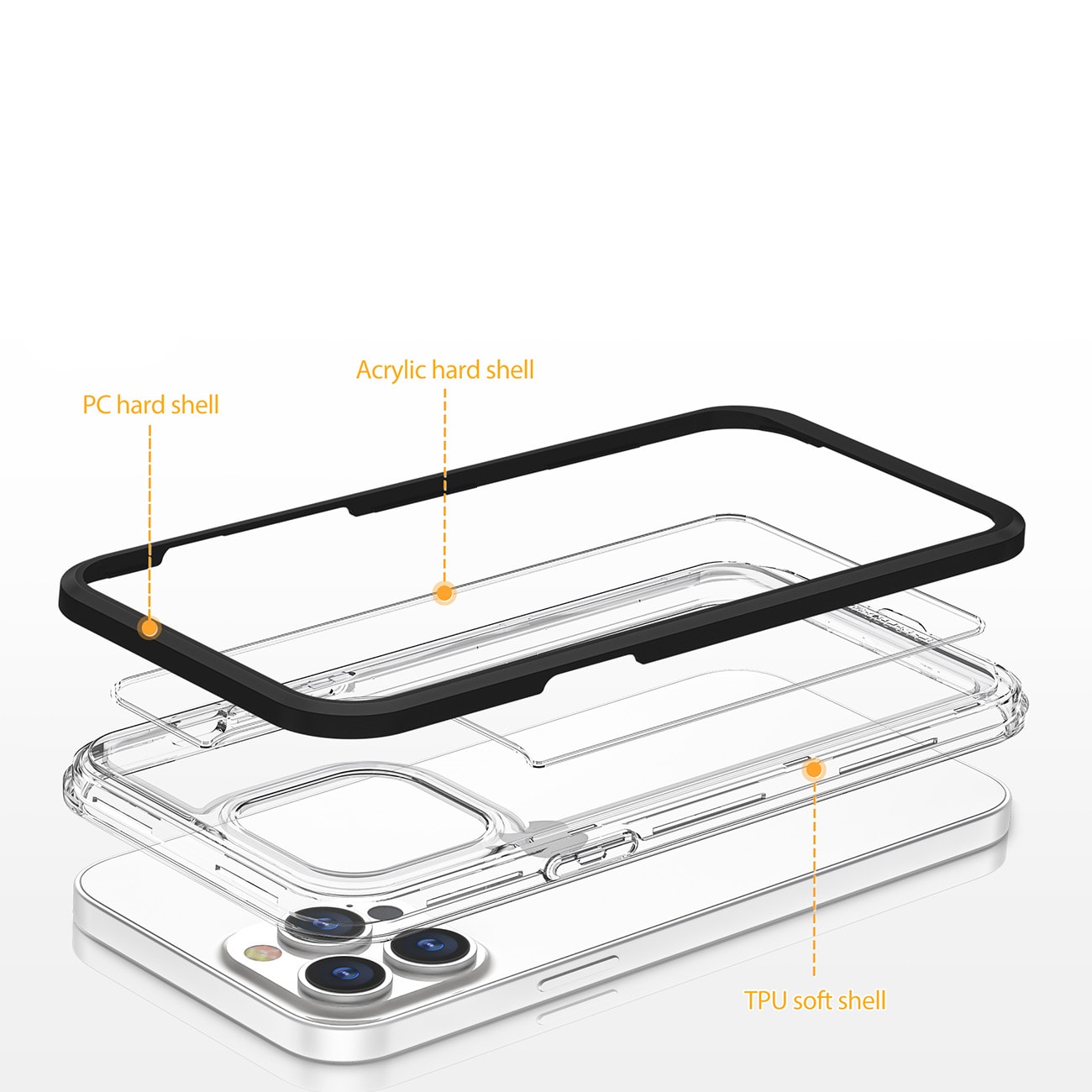 Genomskinligt 3in1-fodral för iPhone 14 Pro silikonskydd med ram blå