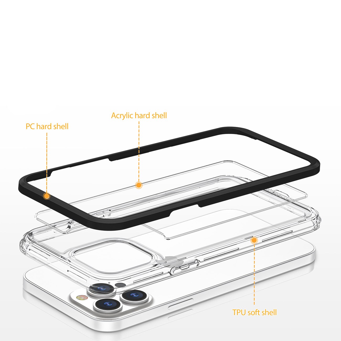 Genomskinligt 3in1-fodral för iPhone 14 Pro Max silikonskydd med ram blå