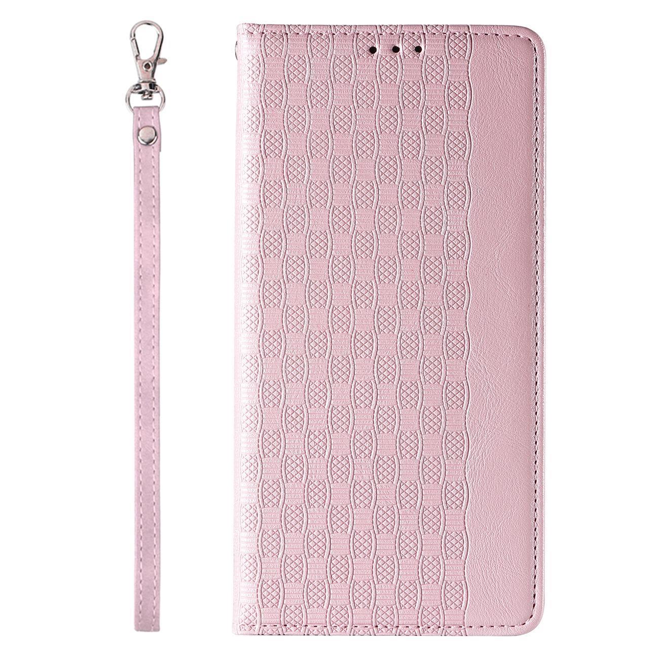 Magnet Rem Fodral Fodral För iPhone 14 Pro Max Flip Plånbok Mini Lanyard Stativ Rosa