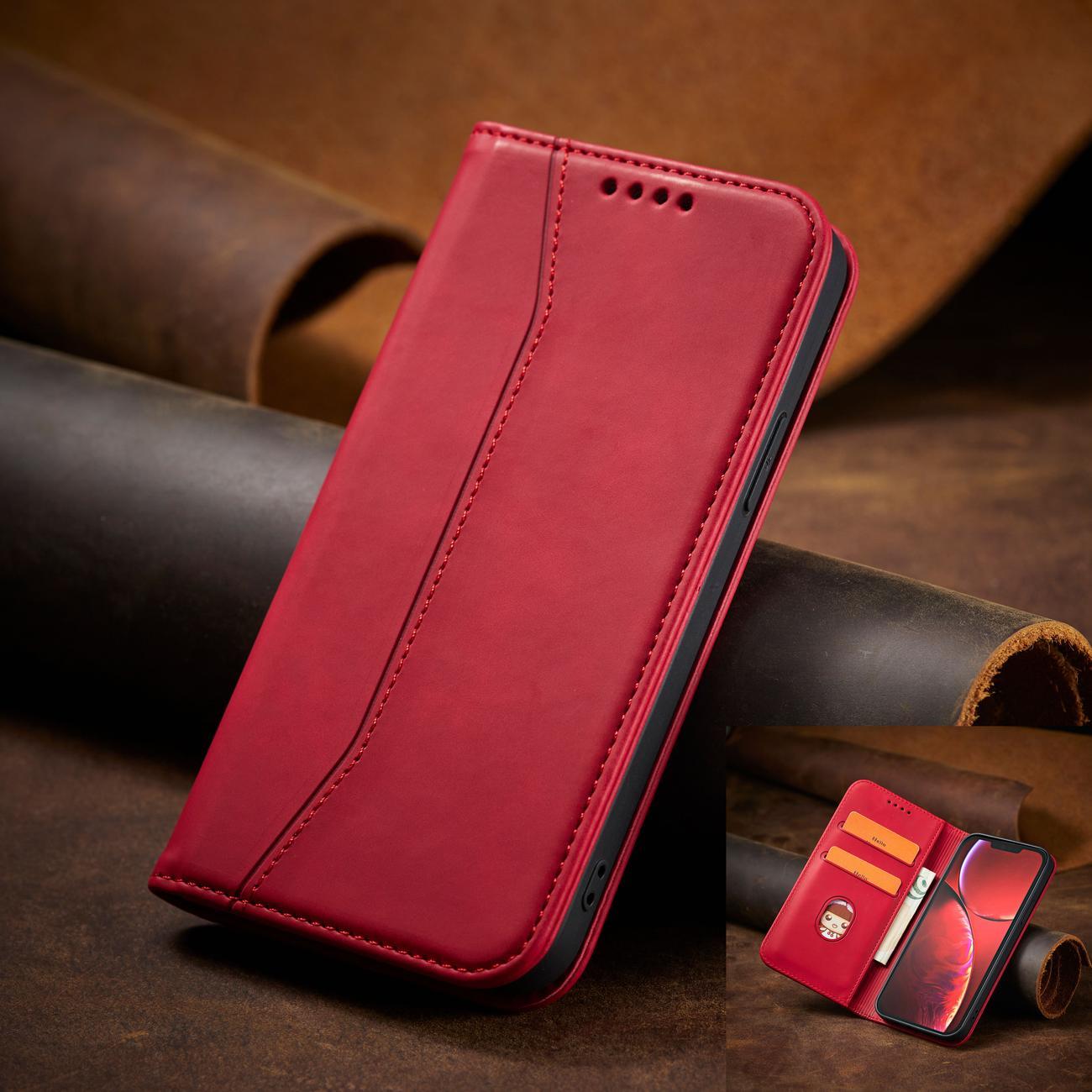 Magnet Fancy Case fodral för iPhone 14 Plus flip cover plånbok stativ röd