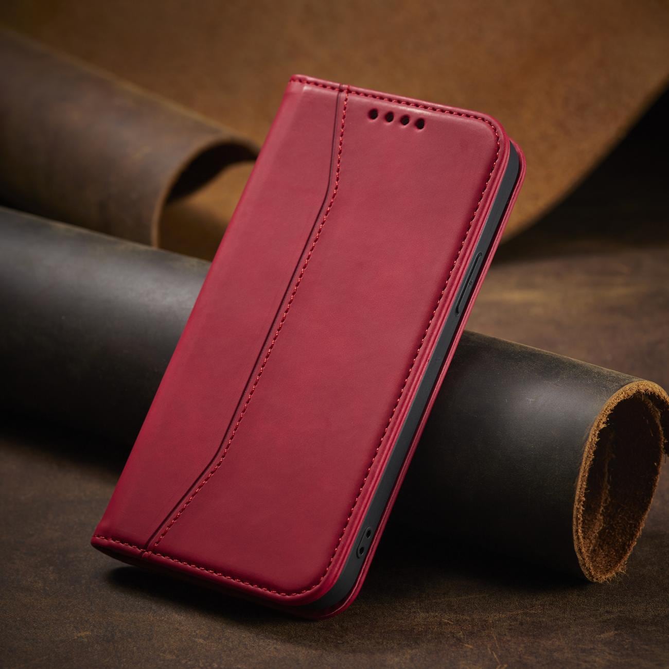 Magnet Fancy Case fodral för iPhone 14 Plus flip cover plånbok stativ röd