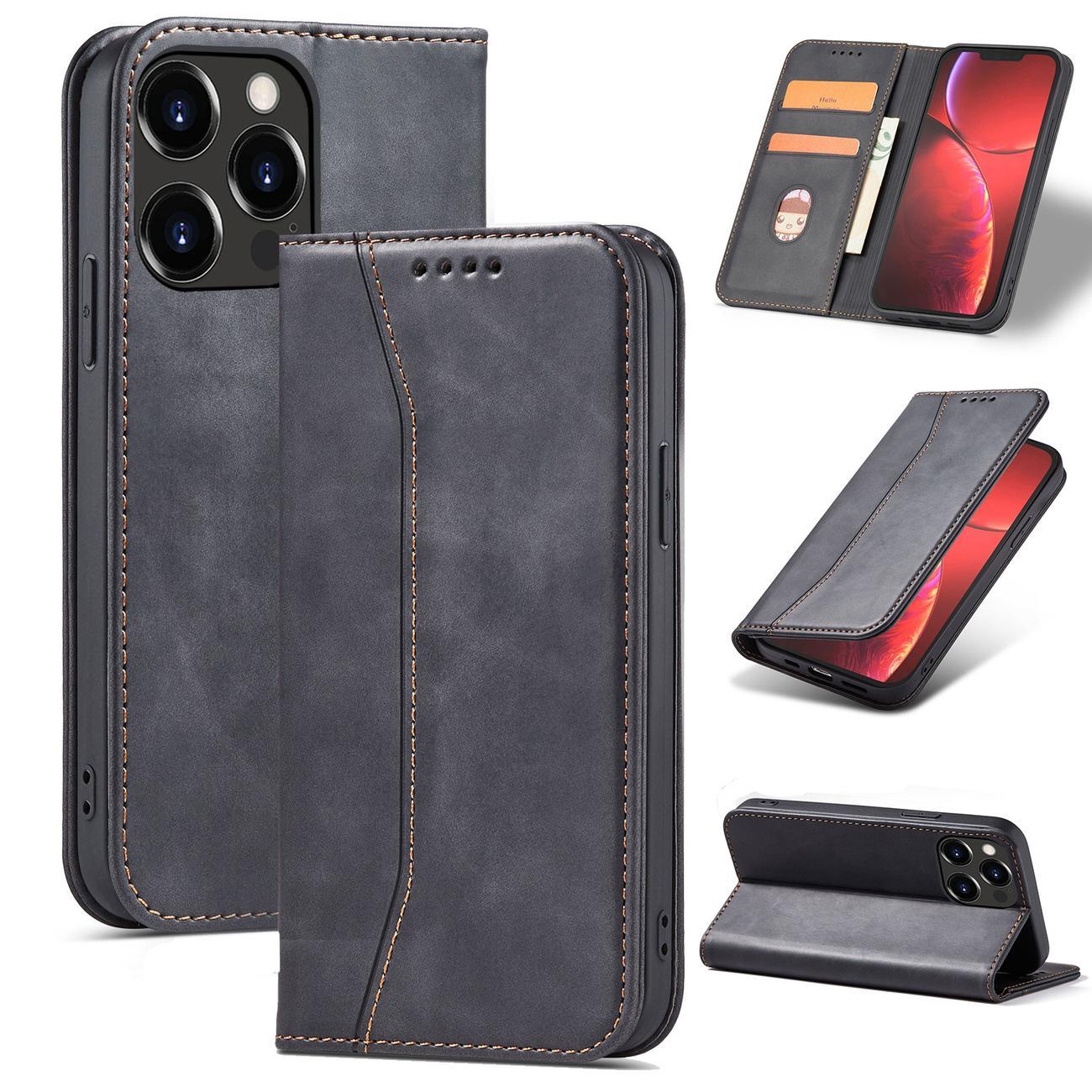 Magnet Fancy Case fodral för iPhone 14 Pro flip cover plånbok stativ svart