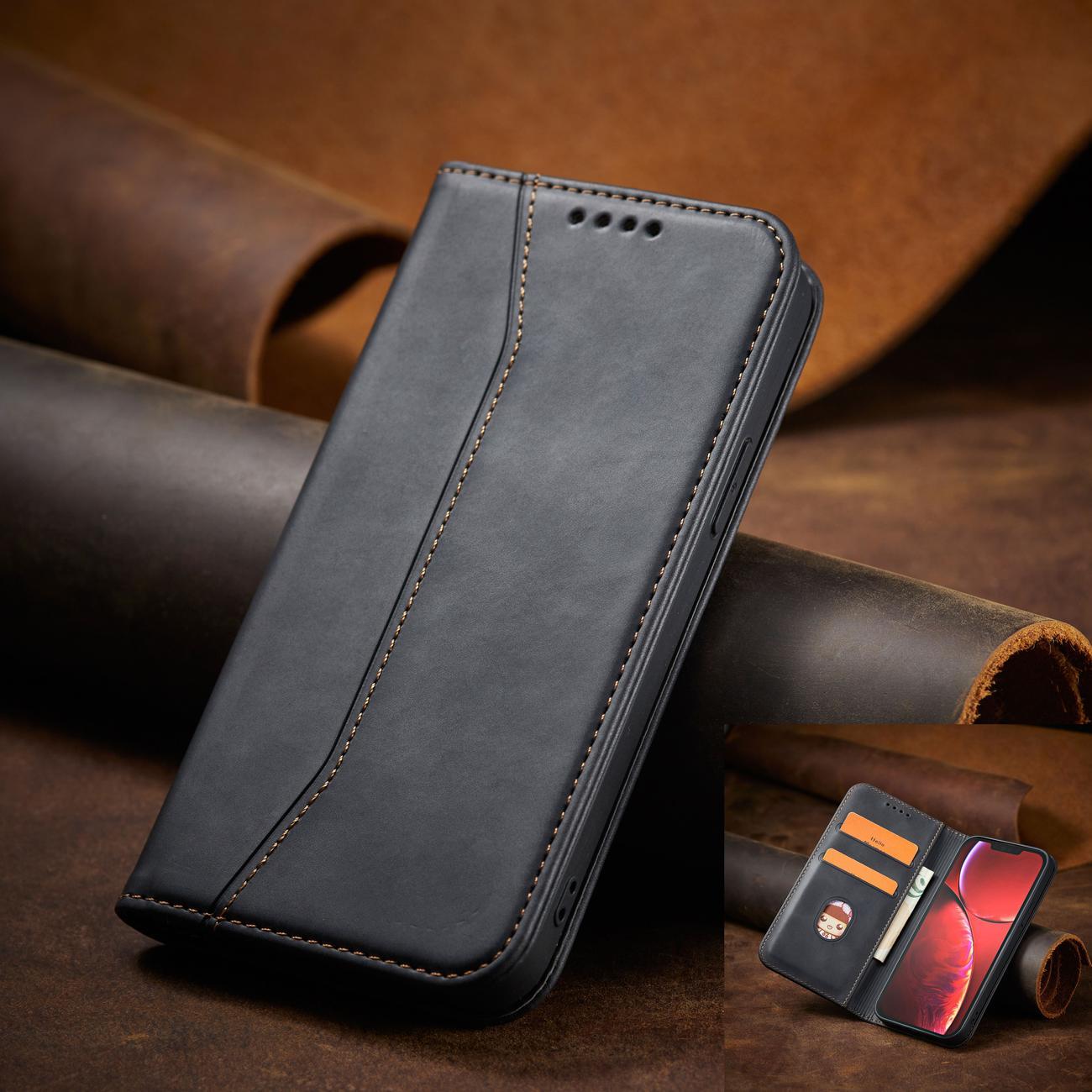 Magnet Fancy Case fodral för iPhone 14 Pro flip cover plånbok stativ svart