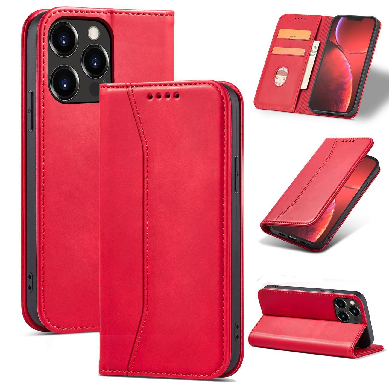 Magnet Fancy Case fodral för iPhone 14 Pro flip cover plånbok stativ röd