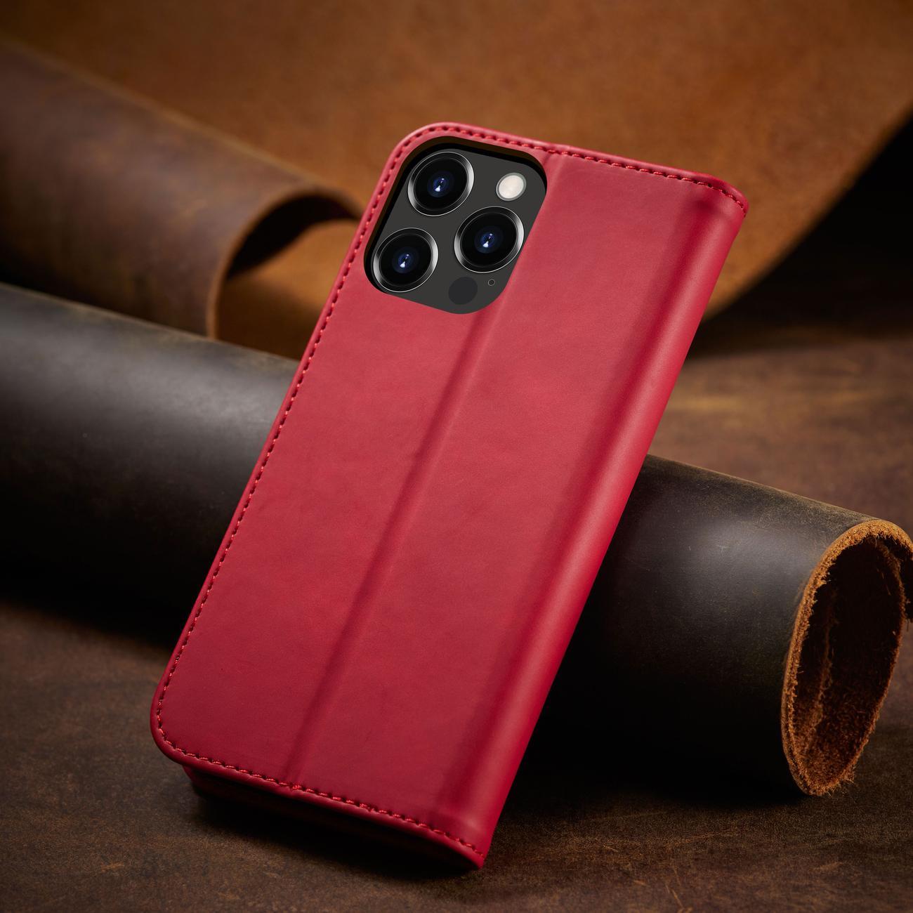 Magnet Fancy Case fodral för iPhone 14 Pro Max flip cover plånbok stativ röd