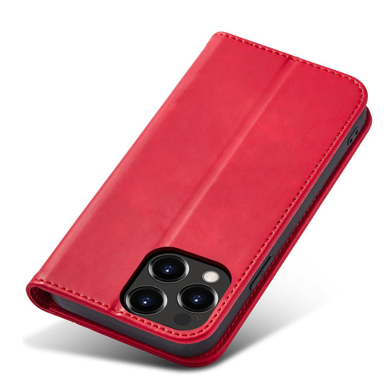 Magnet Fancy Case fodral för iPhone 14 Pro Max flip cover plånbok stativ röd