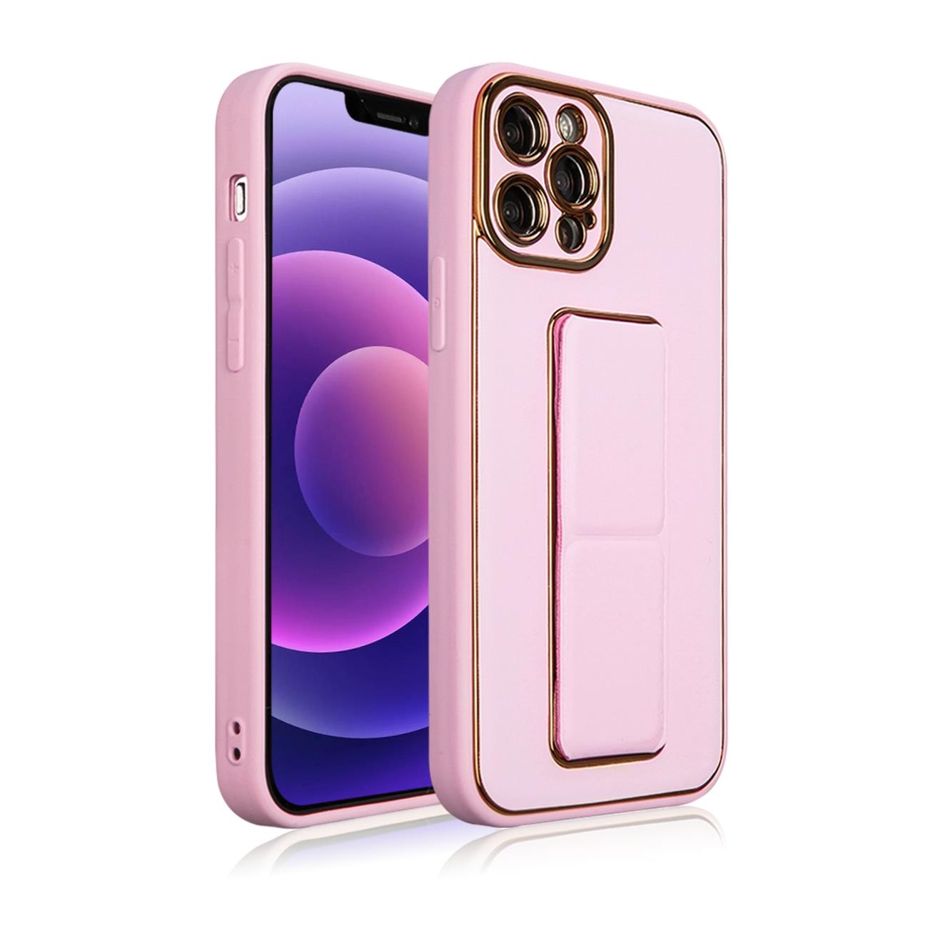 Nytt Kickstand-fodral fodral för iPhone 13 Pro med stativ rosa