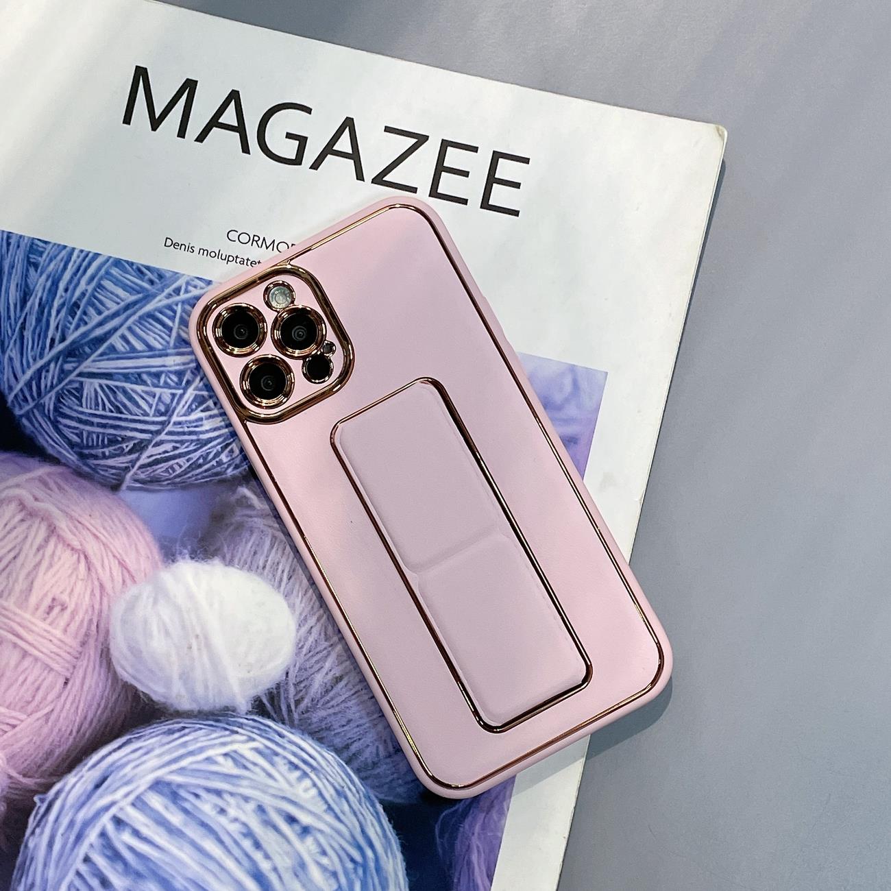Nytt Kickstand-fodral fodral för iPhone 13 Pro med stativ rosa
