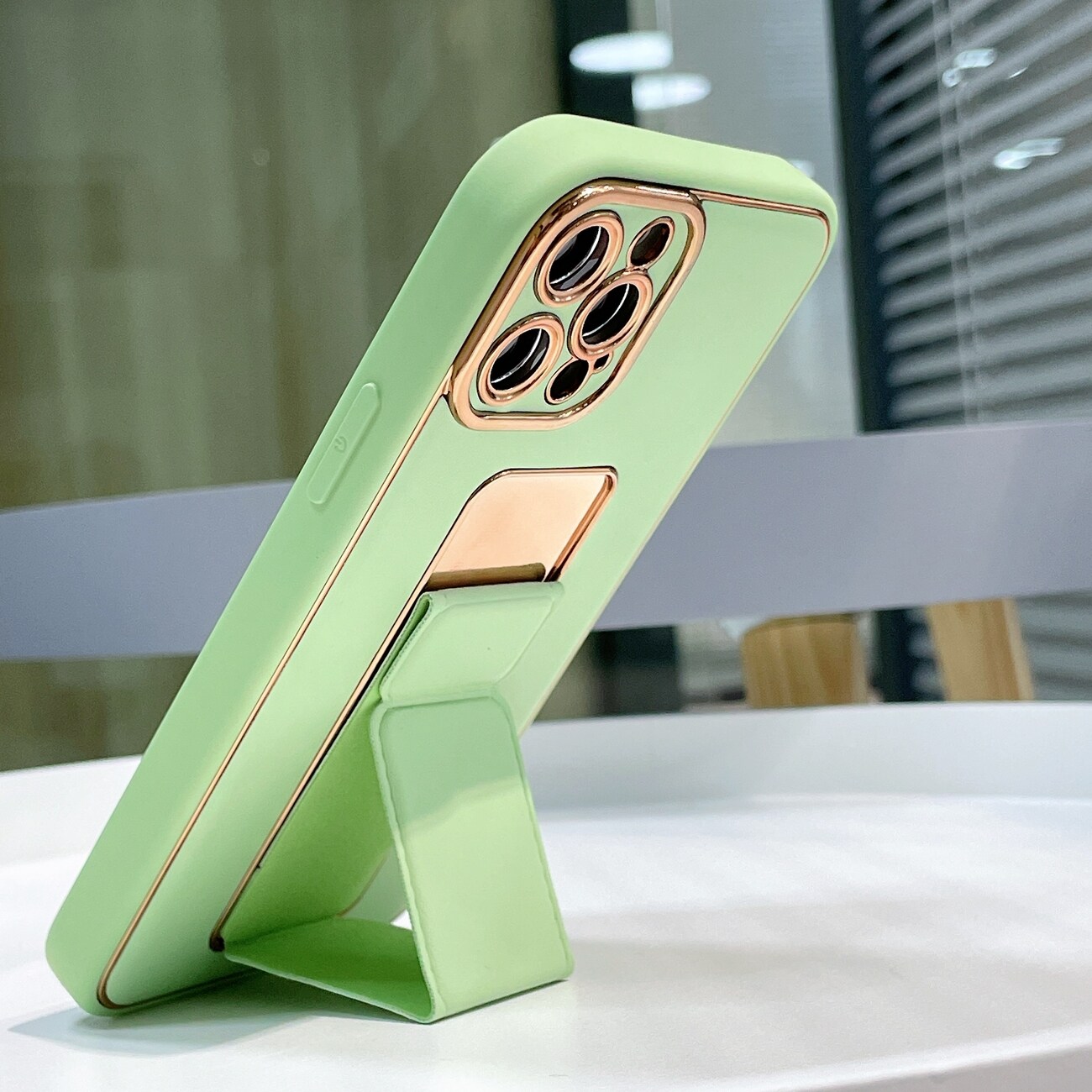Nytt Kickstand-fodral fodral för iPhone 12 Pro med stativ blå