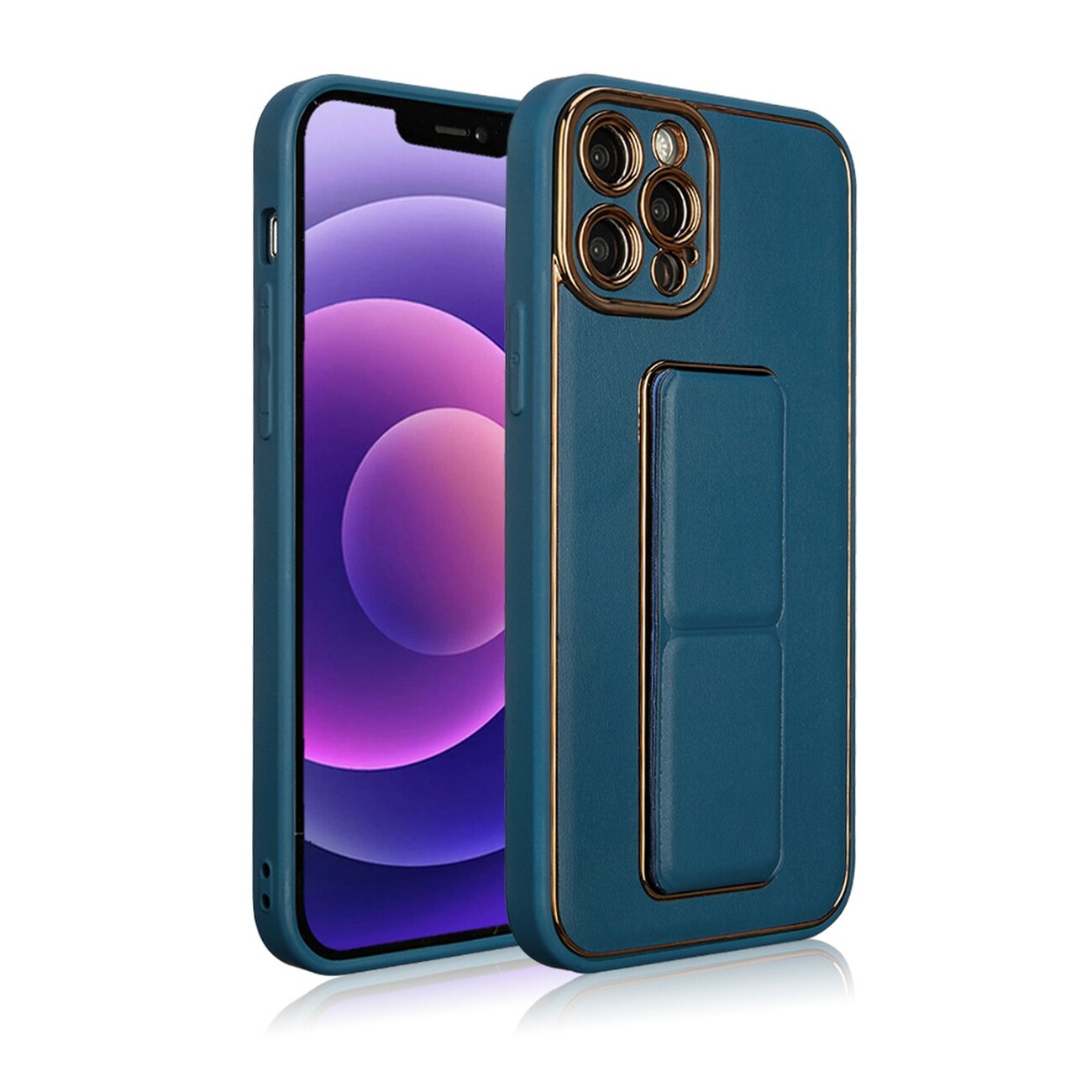 Nytt Kickstand-fodral fodral för iPhone 12 Pro med stativ blå
