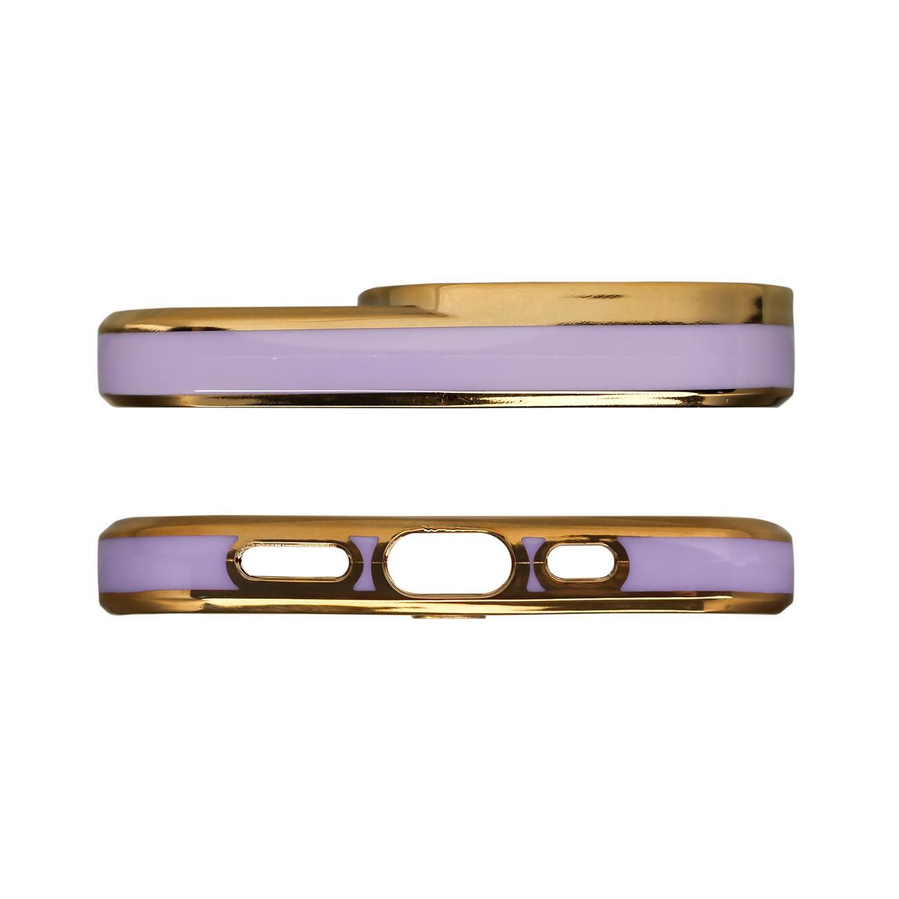 Modefodral för iPhone 12 Pro Gold Frame Gel Cover Purple