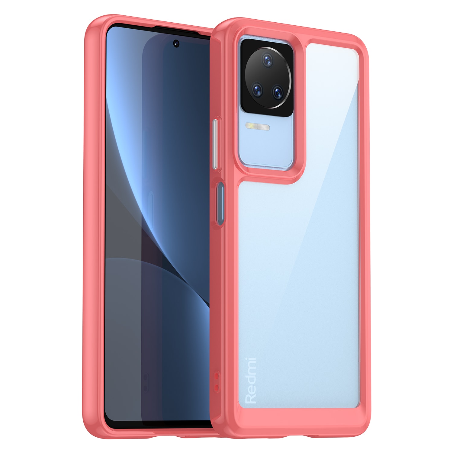 Outer Space Case Xiaomi Poco F4 5G-skydd med en flexibel ram röd
