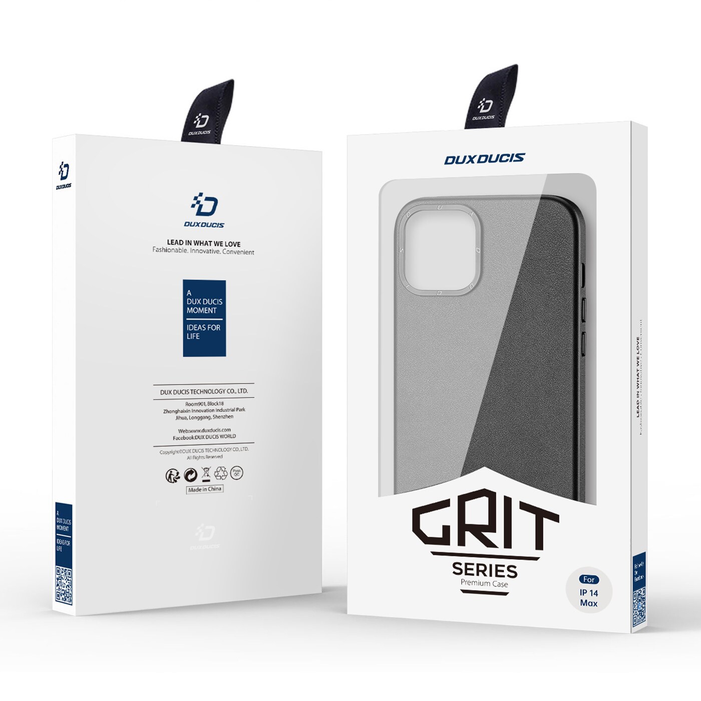 Dux Ducis Grit läderfodral för iPhone 14 Plus Elegant konstläderfodral (MagSafe-kompatibel) Svart
