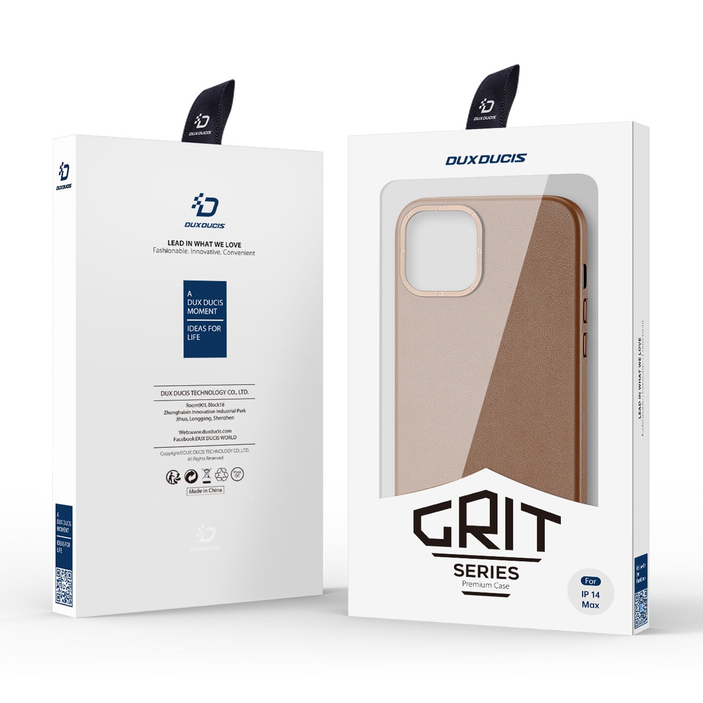 Dux Ducis Grit läderfodral för iPhone 14 Plus Elegant konstläderfodral (MagSafe-kompatibel) Brun