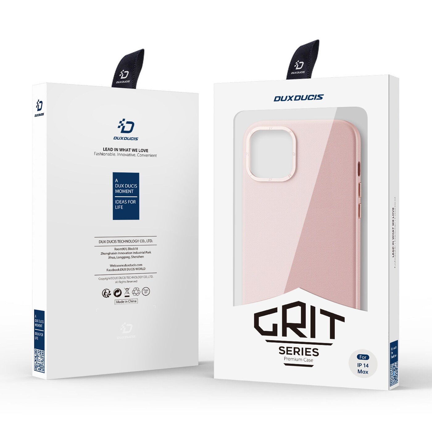 Dux Ducis Grit läderfodral för iPhone 14 Plus Elegant konstläderfodral (MagSafe-kompatibel) Rosa