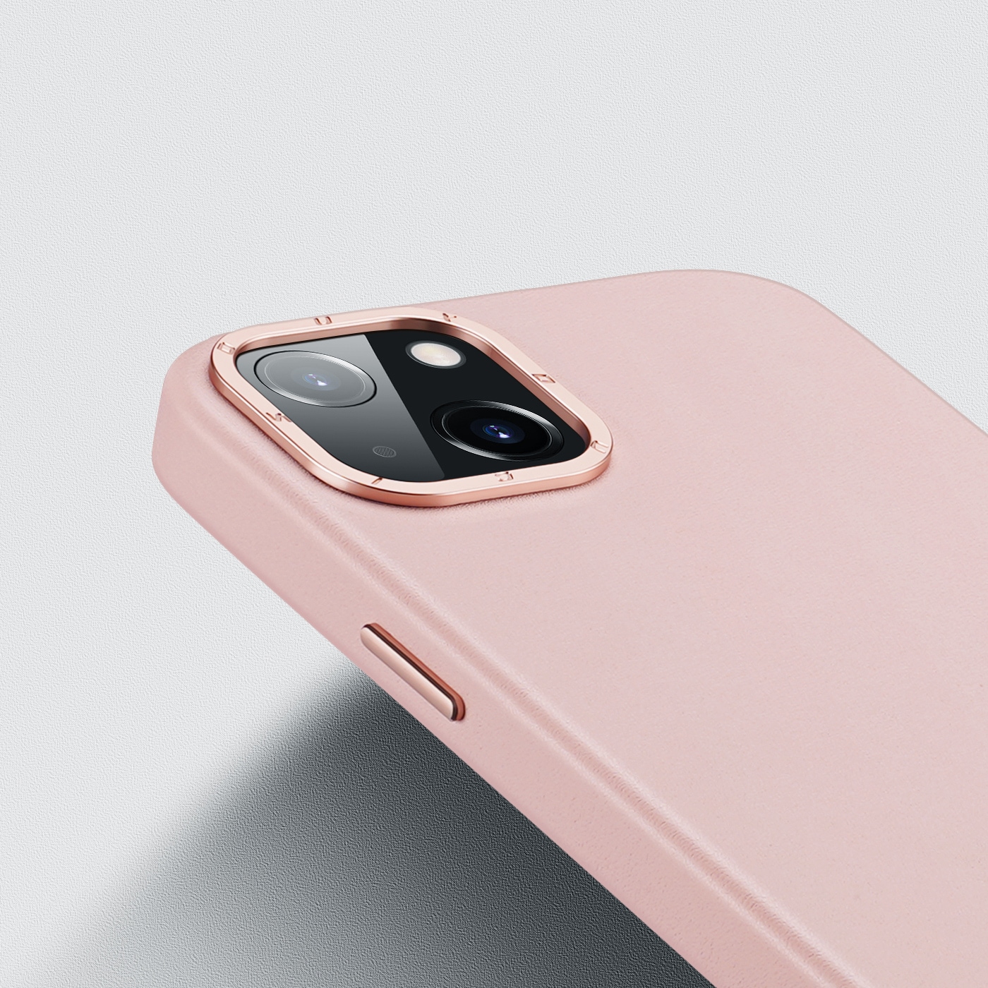 Dux Ducis Grit läderfodral för iPhone 14 Plus Elegant konstläderfodral (MagSafe-kompatibel) Rosa