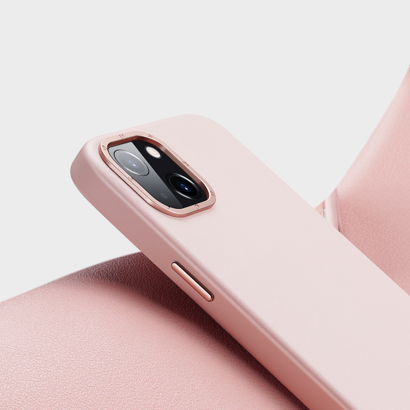 Dux Ducis Grit läderfodral för iPhone 14 Plus Elegant konstläderfodral (MagSafe-kompatibel) Rosa