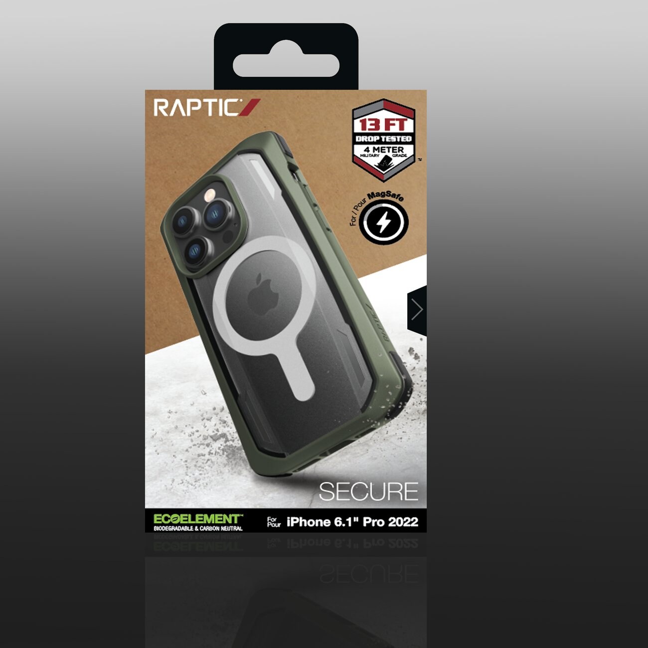 Raptic X-Doria säkert fodral iPhone 14 Pro med MagSafe pansarskydd grönt