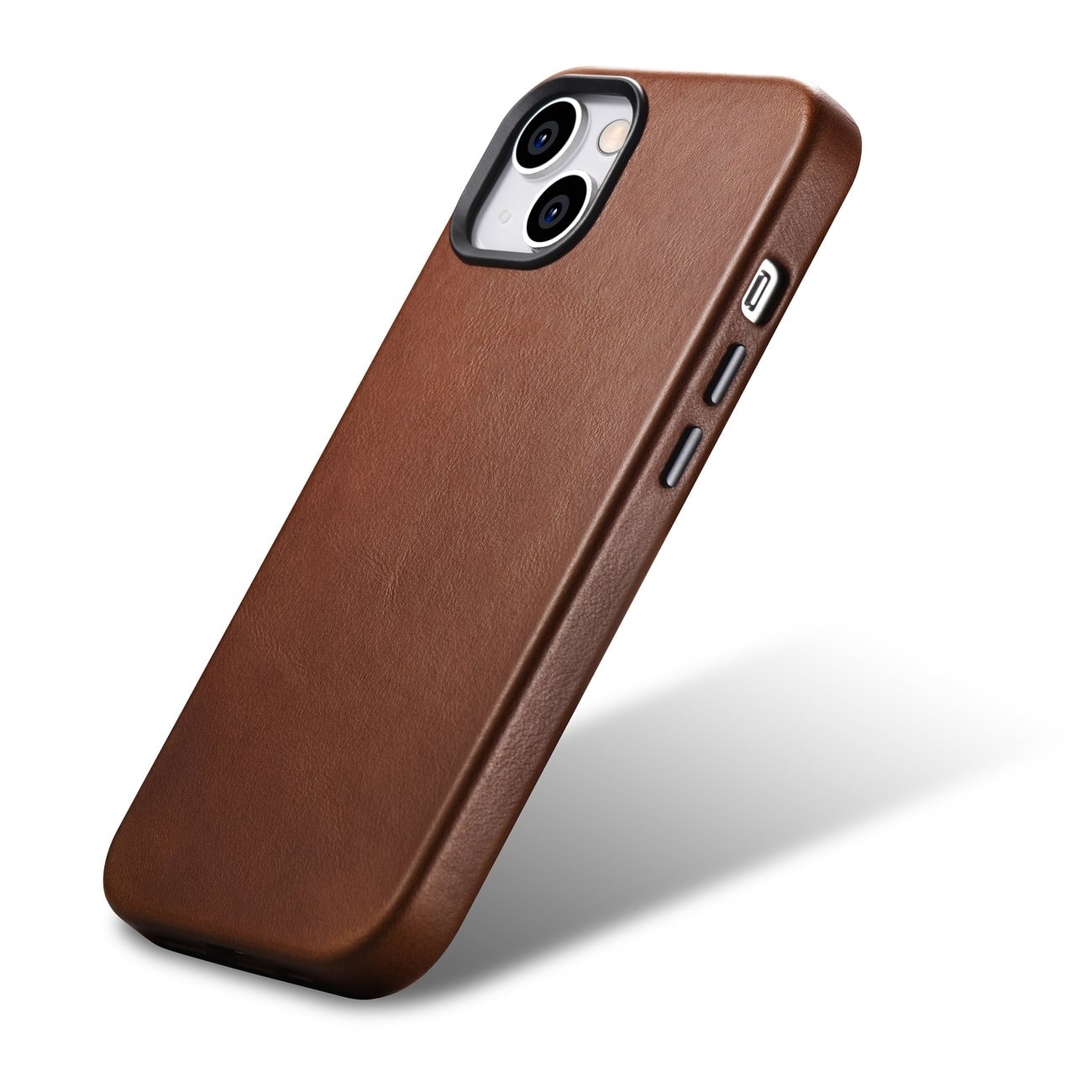 iCarer Magnetiskt läderfodral för iPhone 14 Plus med MagSafe, Brun (WMI14220703-RB)
