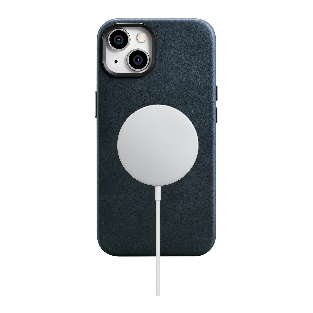 iCarer Premium läderfodral för iPhone 14 Plus, Magnetiskt med MagSafe, mörkblå (WMI14220703-BU)