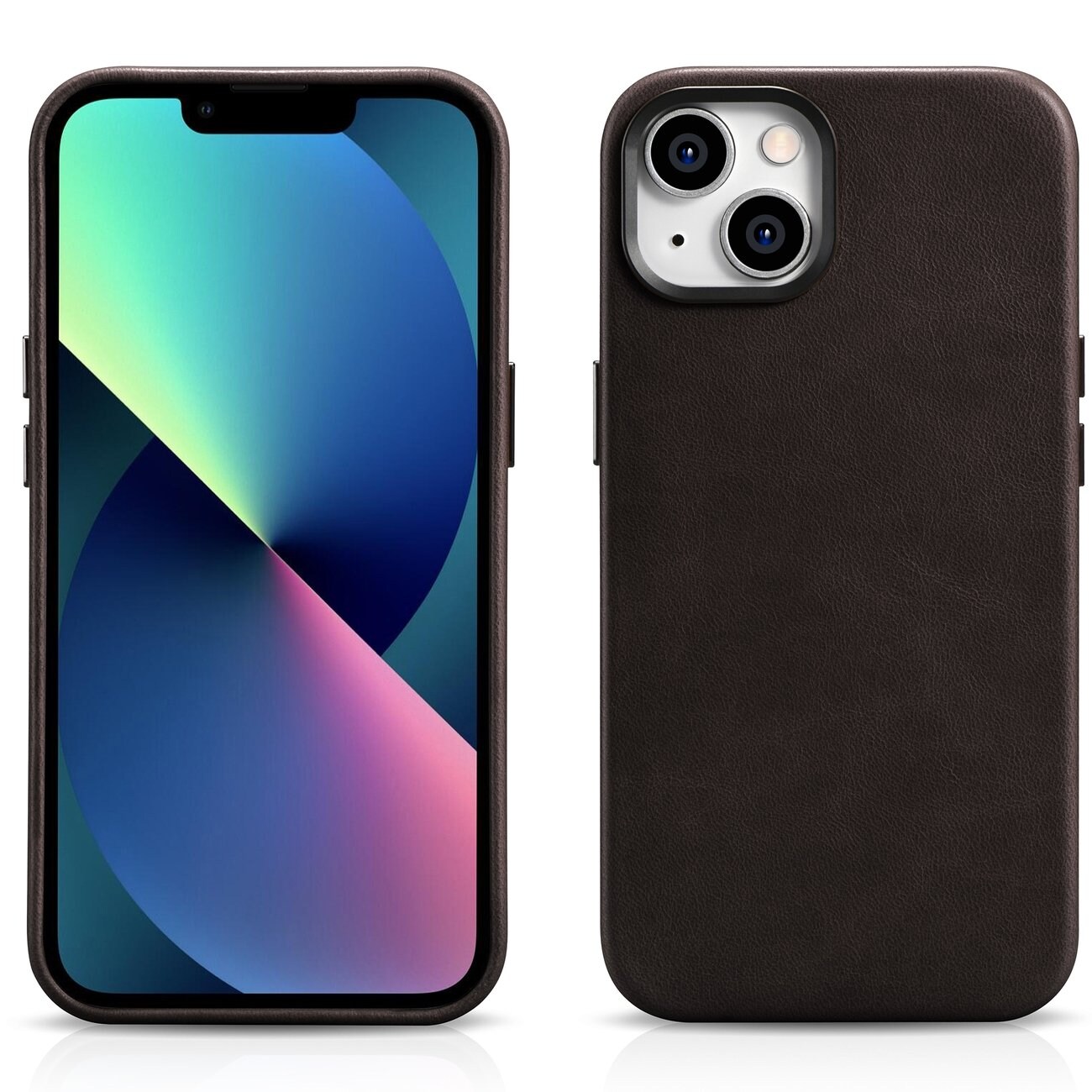 iCarer Premium Läderfodral för iPhone 14 Plus, Magnetiskt med MagSafe, Brun (WMI14220703-BN)