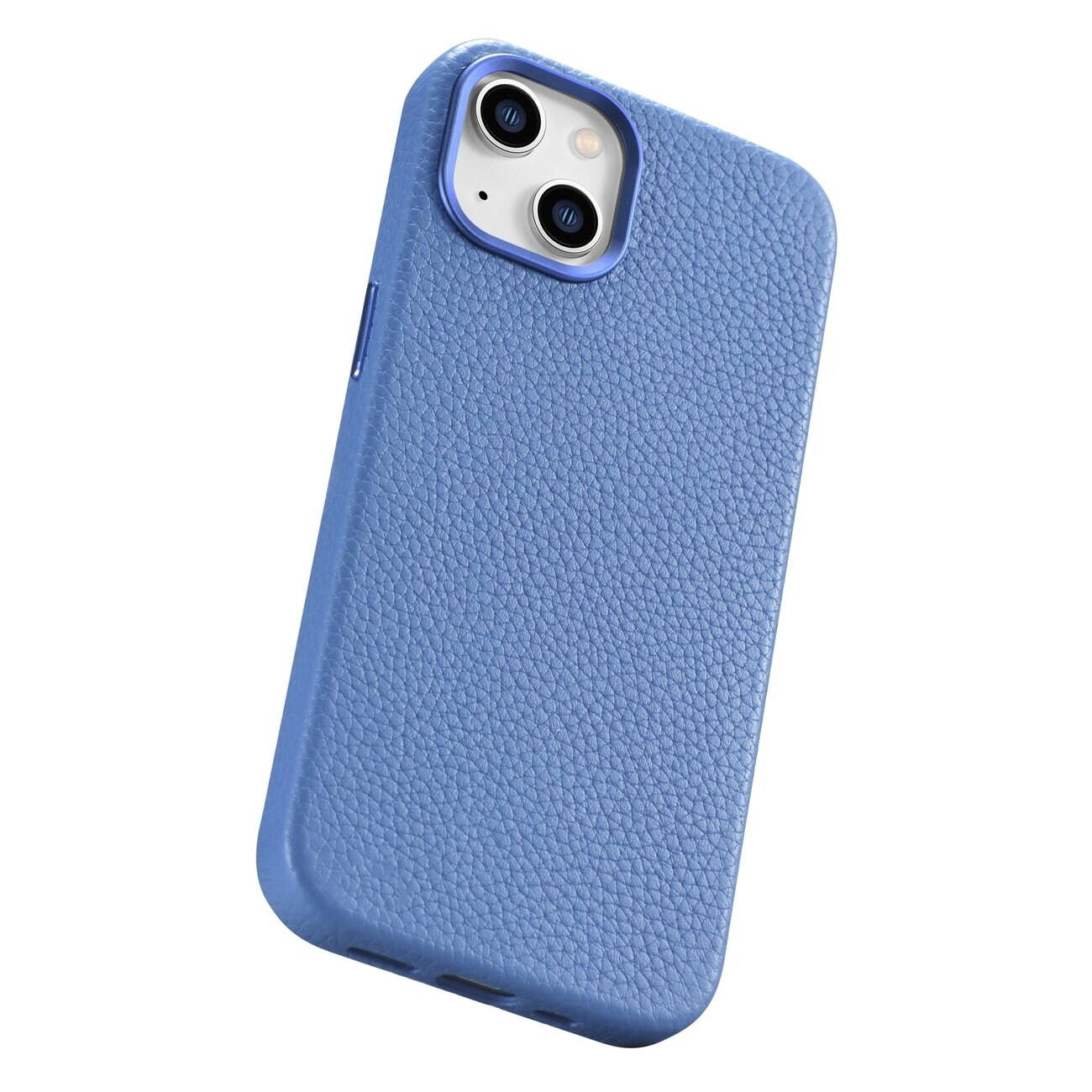 iCarer Litchi Premium läderfodral iPhone 14 Plus Magnetiskt MagSafe Ljusblå (WMI14220711-LB)