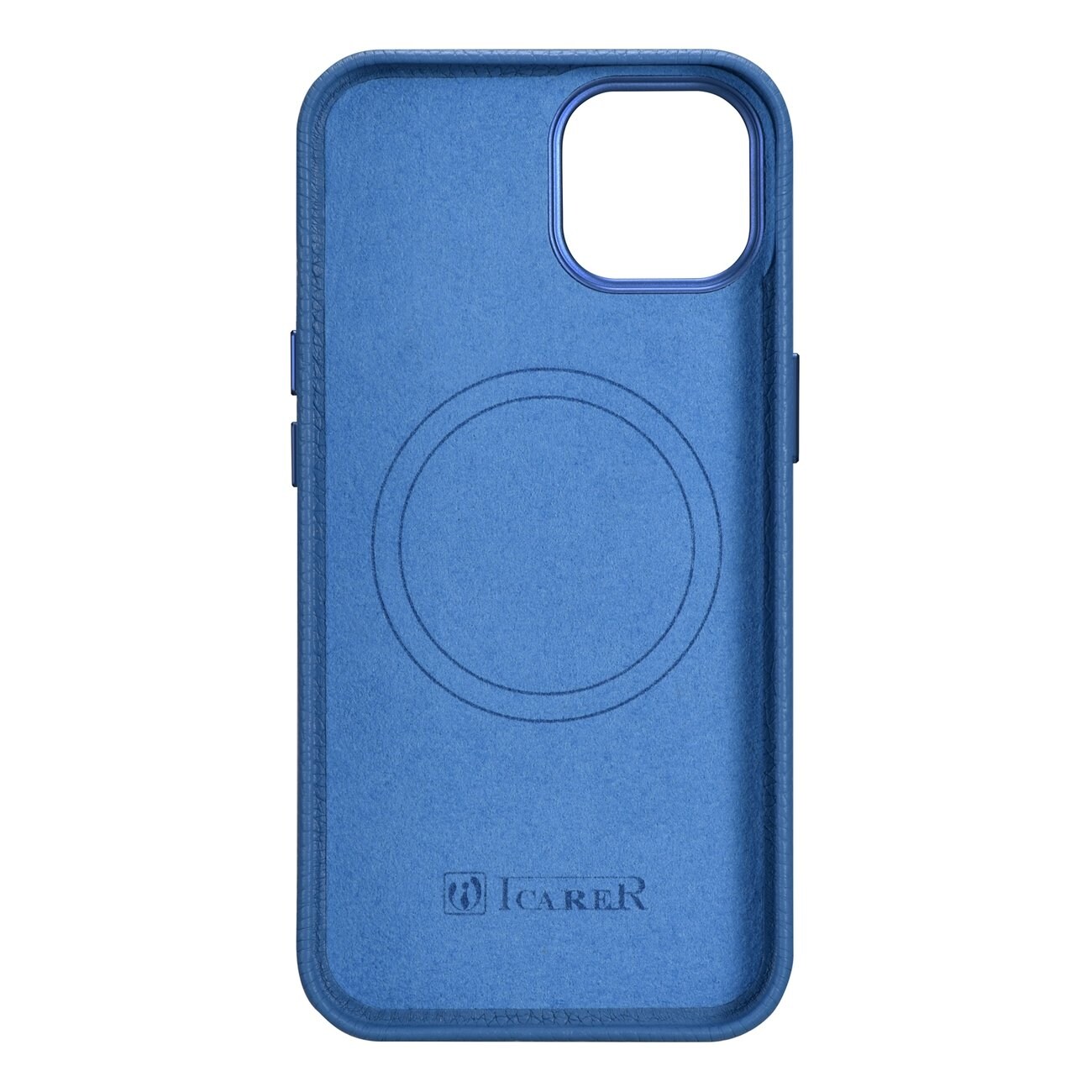iCarer Litchi Premium läderfodral iPhone 14 Plus Magnetiskt MagSafe Ljusblå (WMI14220711-LB)