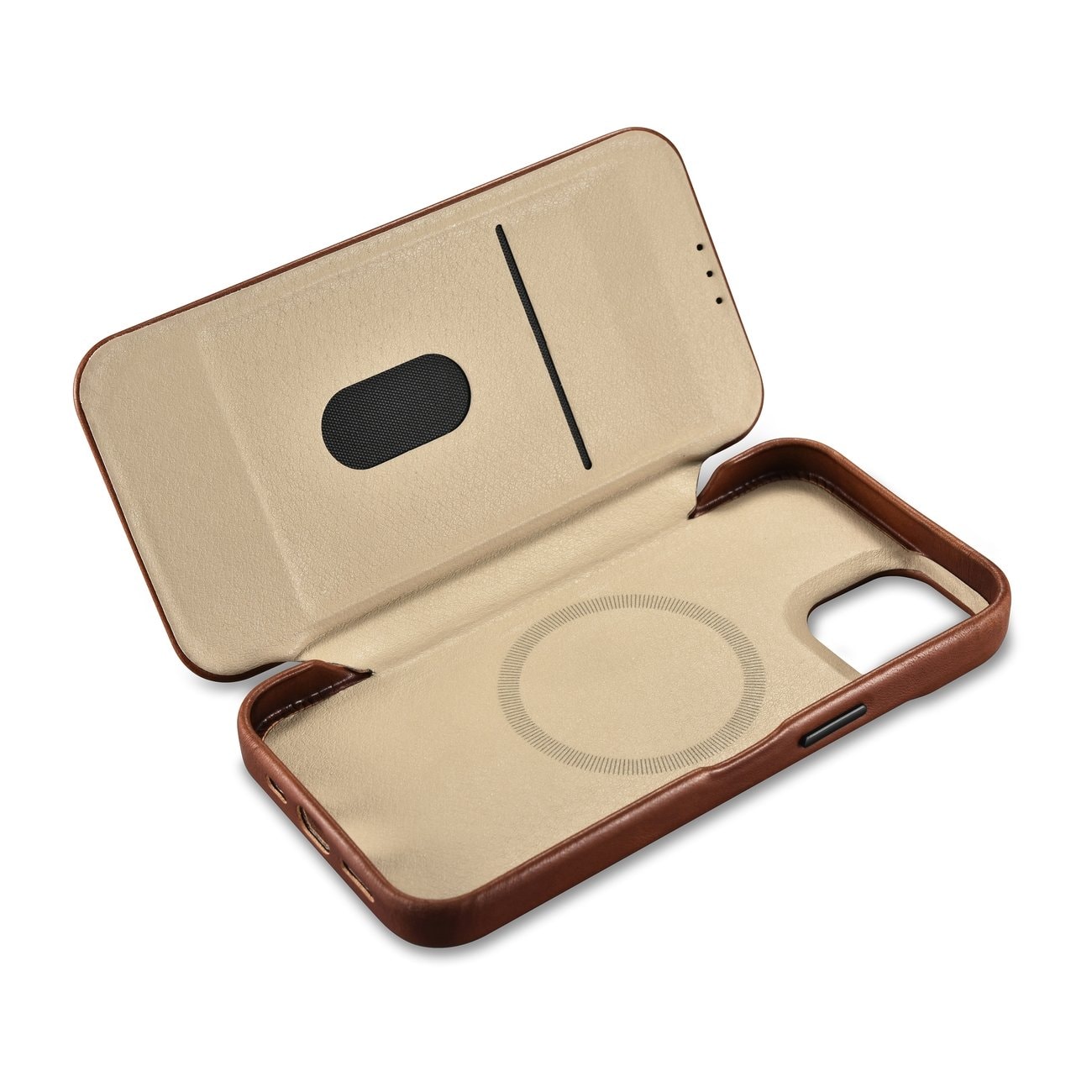 iCarer CE Oil Wax Premium läderfodral iPhone 14 Plus magnetiskt flipfodral MagSafe brun