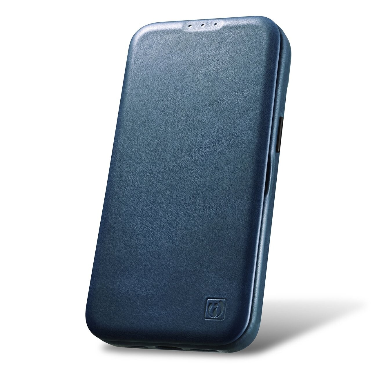 iCarer CE Öl Wax Premium läderfodral iPhone 14 Plus magnetiskt flipfodral MagSafe blå