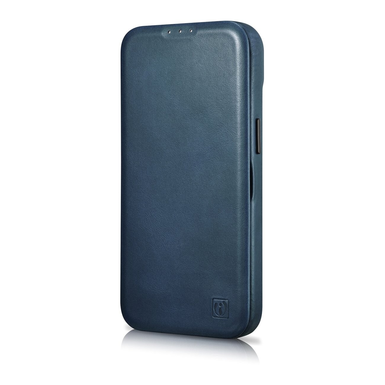 iCarer CE Öl Wax Premium läderfodral iPhone 14 Plus magnetiskt flipfodral MagSafe blå