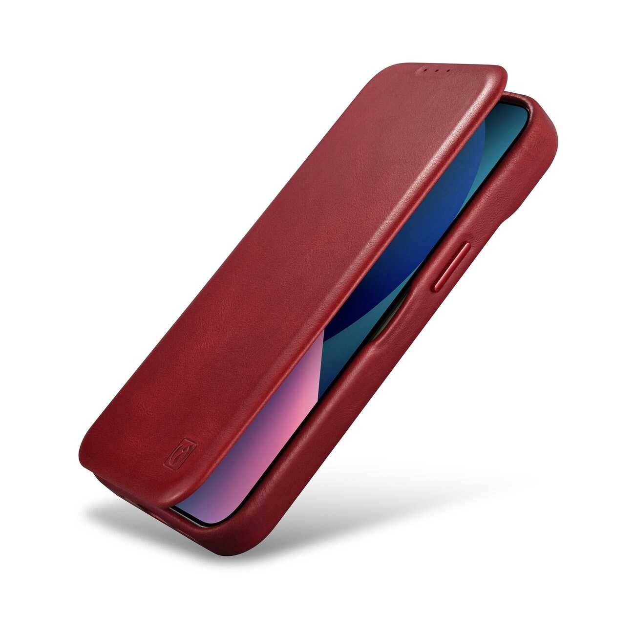 iCarer CE Öl Wax Premium läderfodral iPhone 14 Plus MagSafe Magnetiskt flip Röd (AKI14220707-RD)