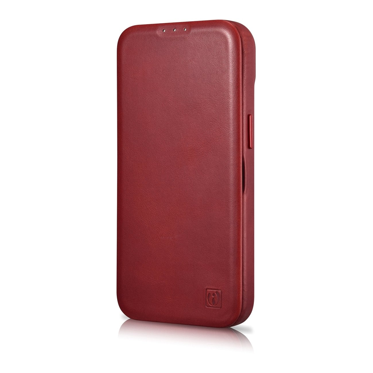 iCarer CE Öl Wax Premium läderfodral iPhone 14 Plus MagSafe Magnetiskt flip Röd (AKI14220707-RD)