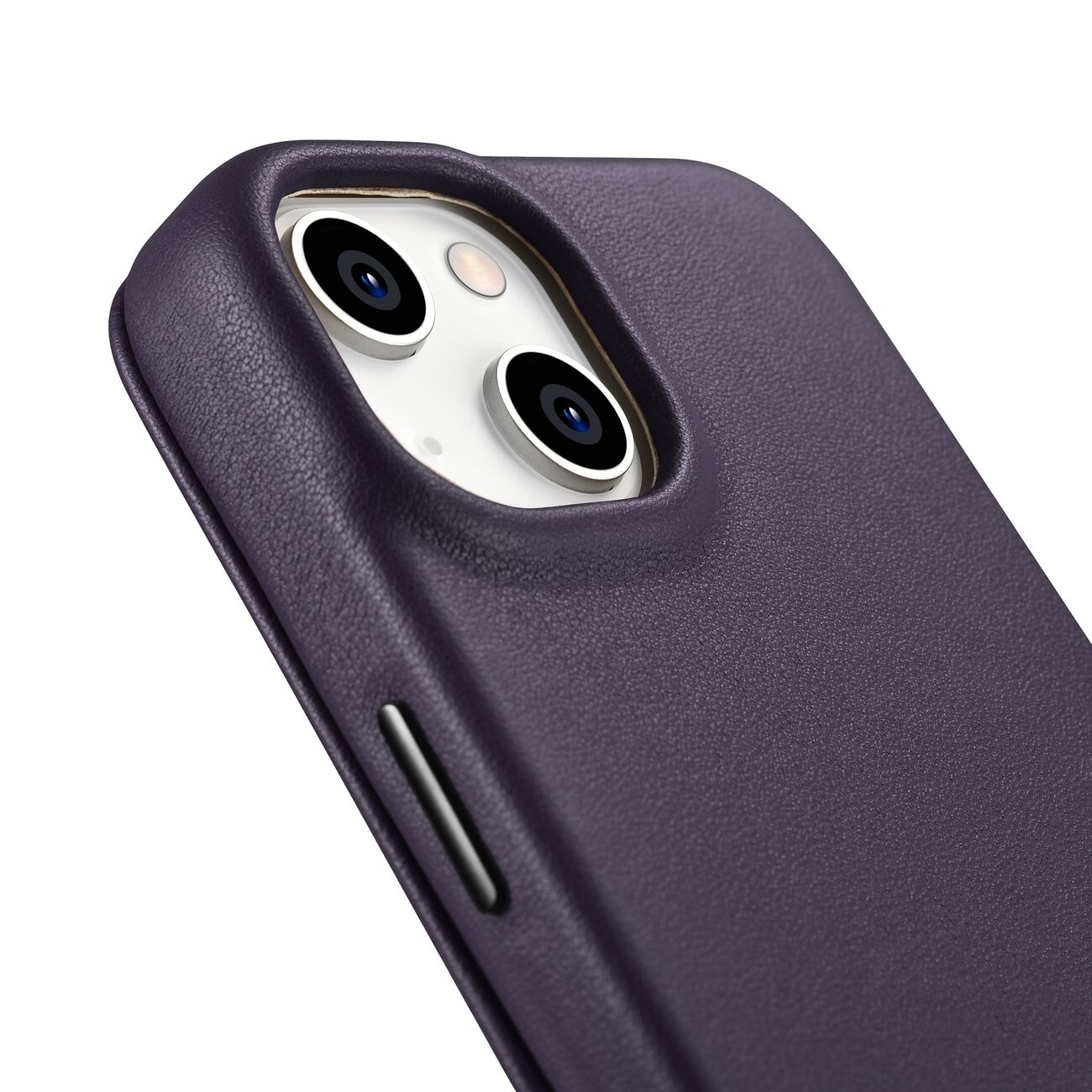 iCarer CE Premium Leather Folio Case for iPhone 14 Plus, MagSafe, Dark Purple (WMI14220715-DP)