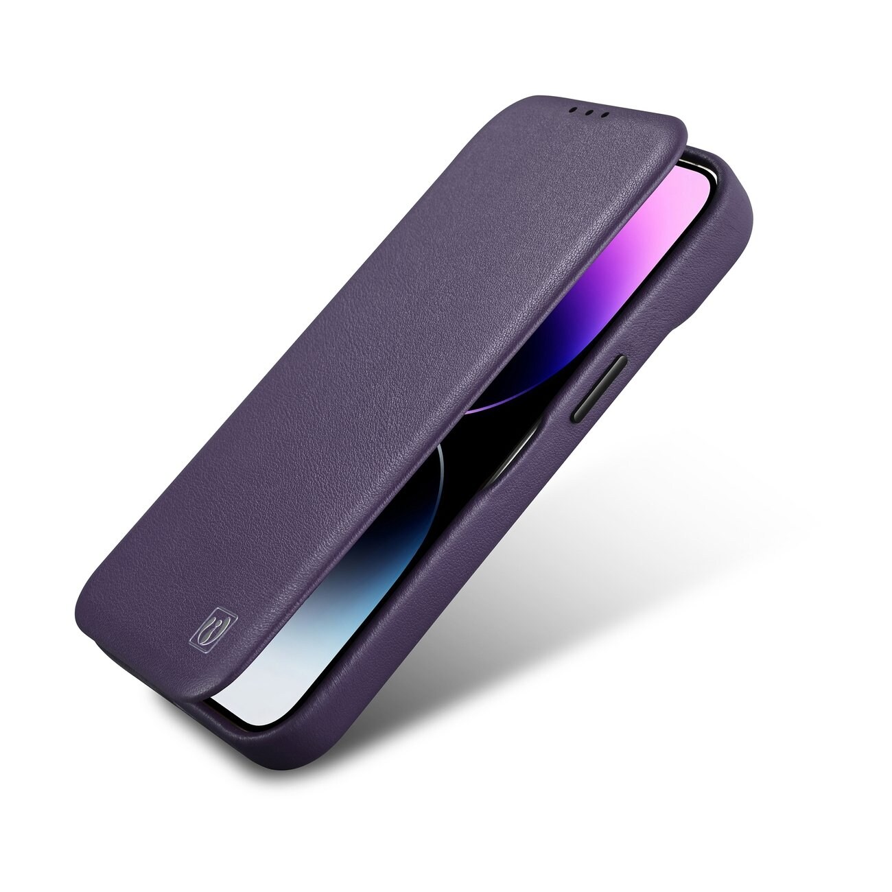 iCarer CE Premium Leather Folio Case for iPhone 14 Plus, MagSafe, Dark Purple (WMI14220715-DP)