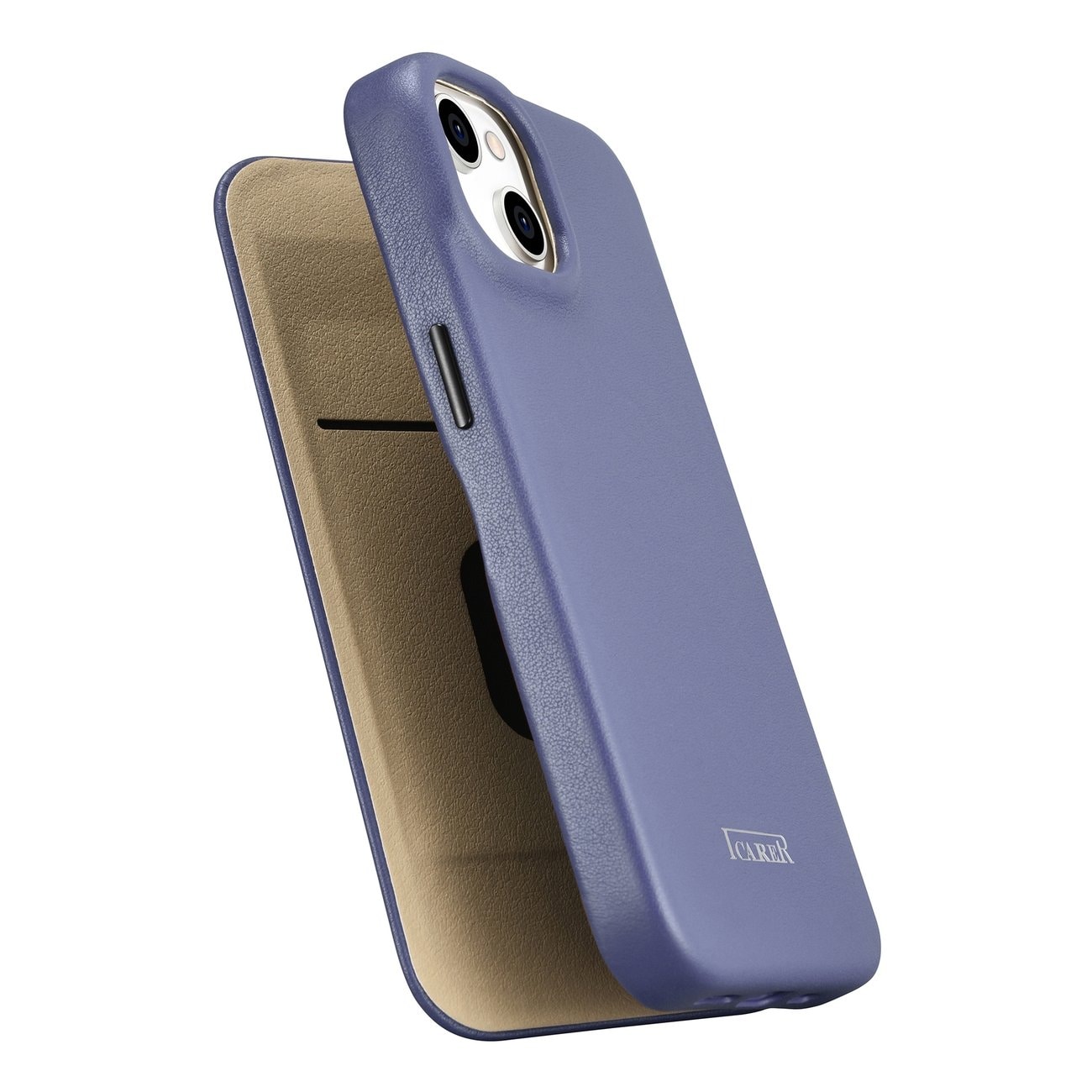 iCarer CE Premium Leather Folio Case for iPhone 14 Plus MagSafe Flip - Ljuslila (WMI14220715-LP)