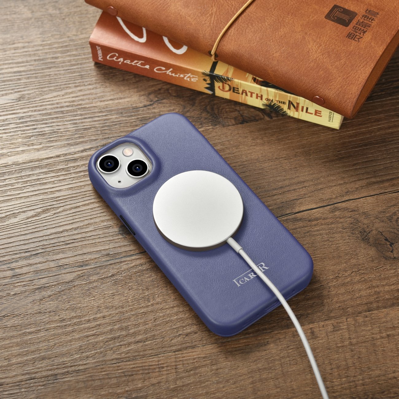 iCarer CE Premium Leather Folio Case for iPhone 14 Plus MagSafe Flip - Ljuslila (WMI14220715-LP)