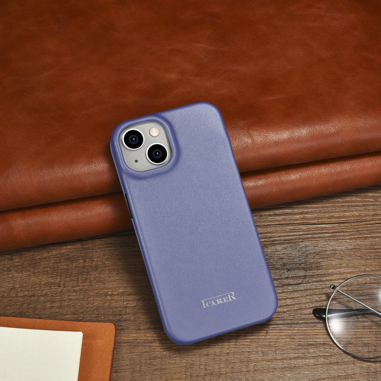 iCarer CE Premium Leather Folio Case for iPhone 14 Plus MagSafe Flip - Ljuslila (WMI14220715-LP)