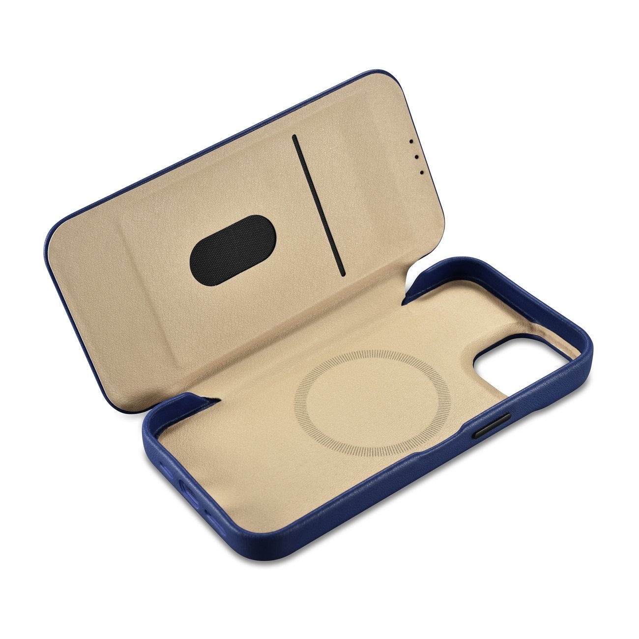 iCarer CE Premium Läder Foliofodral iPhone 14 Plus Magnetiskt Flip MagSafe Blue (WMI14220715-BU)
